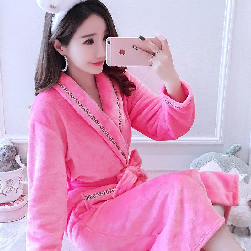 Extra Plush Tie-Front Bath Robe-Hot Pink-Theone Apparel