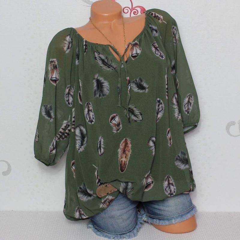Fallen Feathers Flowing Layers Blouse-Green-Theone Apparel