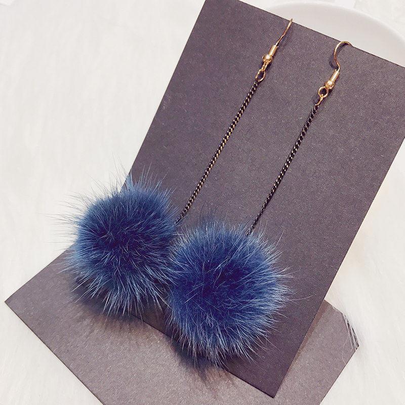 Fancy Fuzz Ball Drop Earrings - Theone Apparel