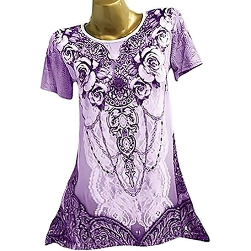 Flora Jewelry Print Peak Hem Top - Theone Apparel