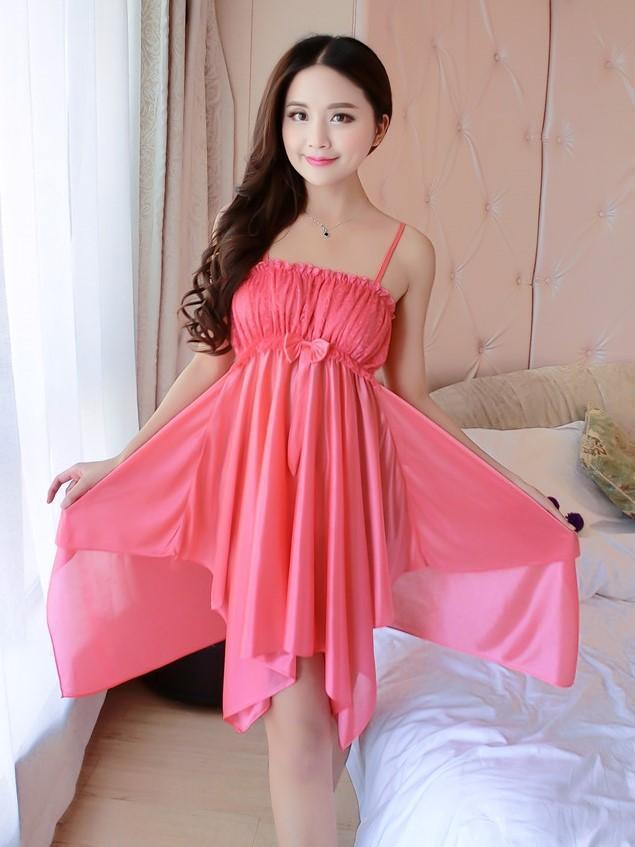 Floral Embroidery Sleeveless Nightgown-Melon-Theone Apparel