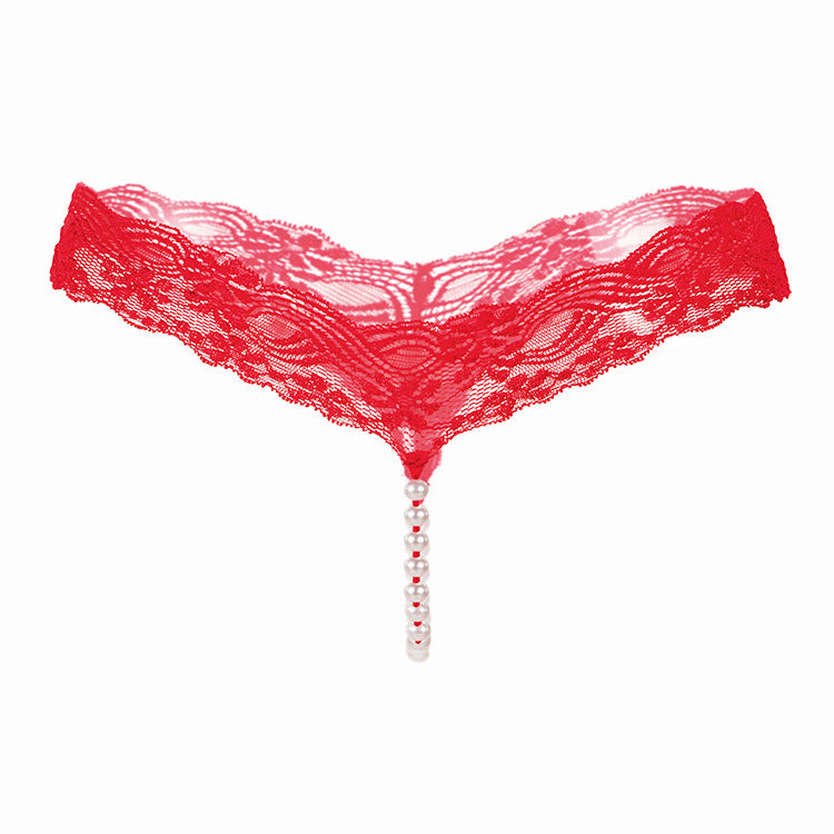 Floral Filigree Pearl Pocket G String-Red-Theone Apparel