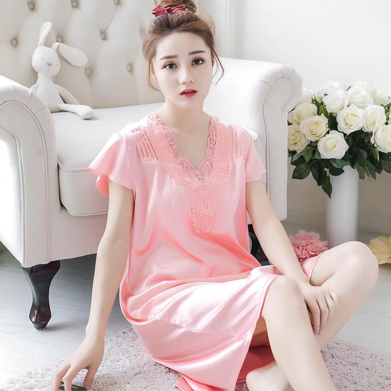 Flowers & Pleats Silky Nightgown - Theone Apparel