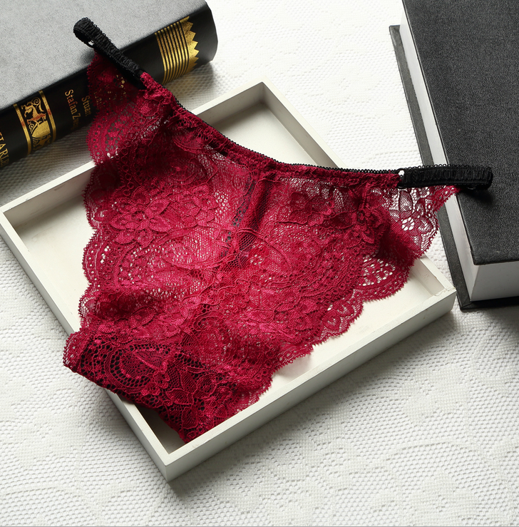 Full Coverage Brief Style Lace Underwear-Dark Red-Theone Apparel
