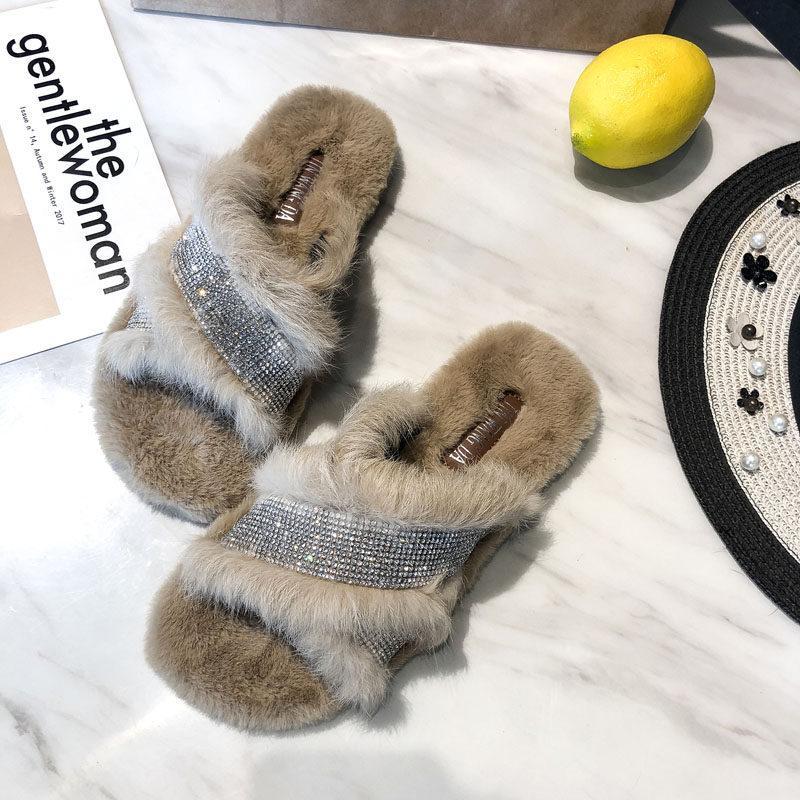 Glam Vibes Fur Lined Slippers-Beige 2-Theone Apparel