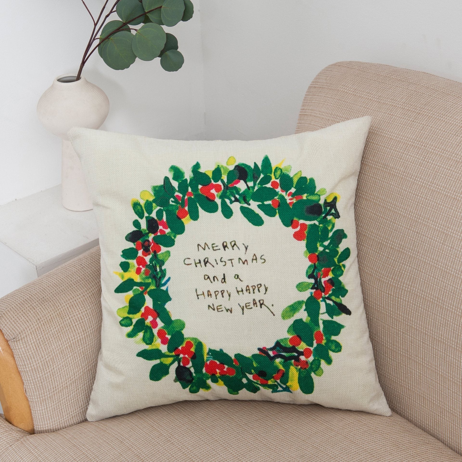 Happy Holiday Christmas Pillow Covers