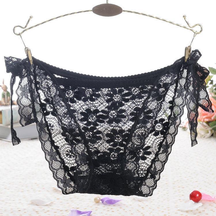 Hip Tie Sheer Lace Panty-Black-Theone Apparel