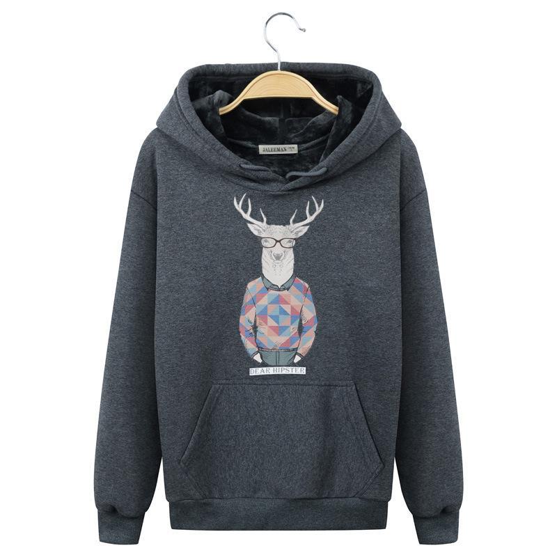 Hipster Deer with Antlers Sweater-Iron Gray-Theone Apparel
