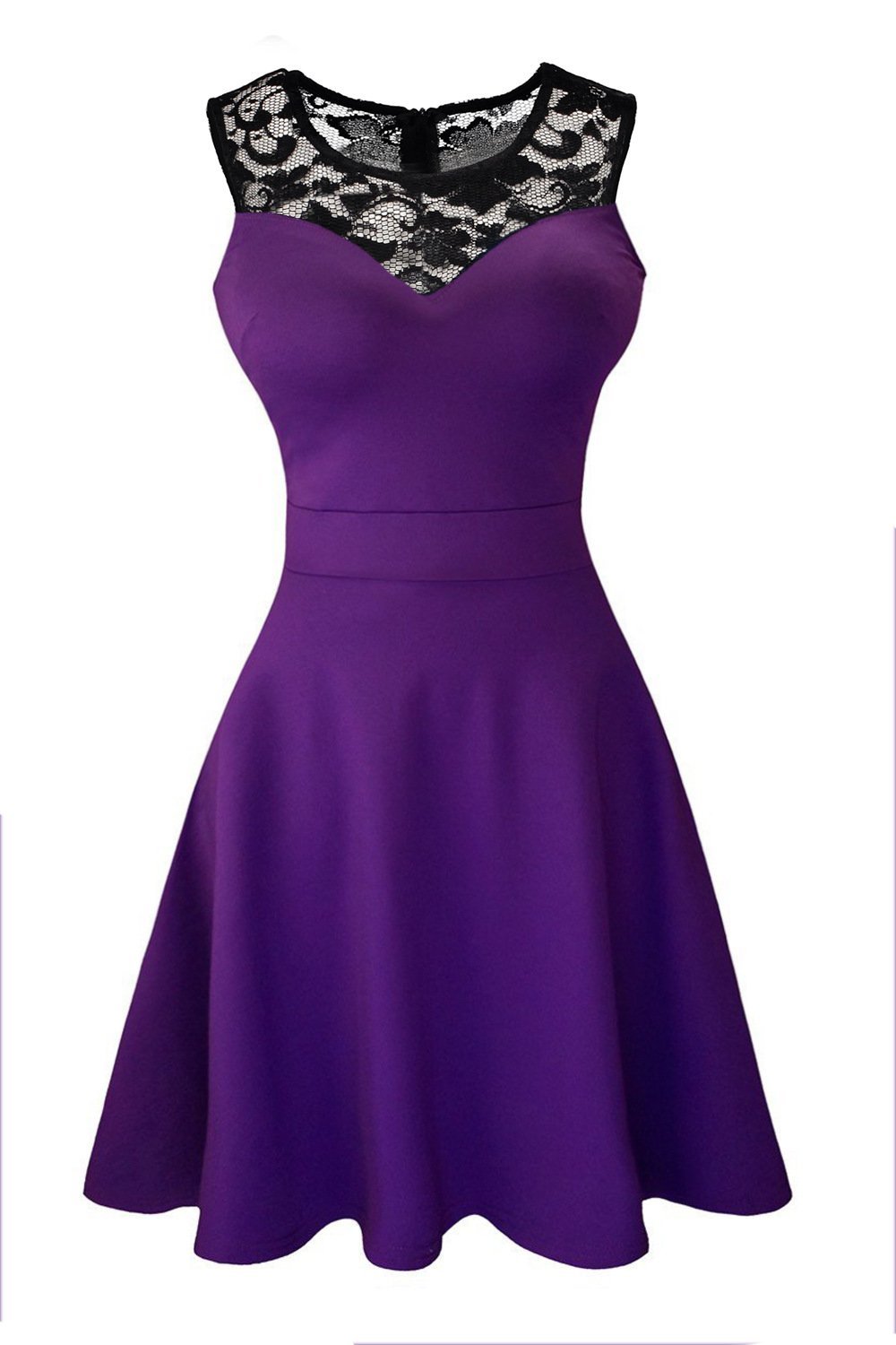 Lace Top Sweetheart Bodycon Dress-Purple with Floral Lace Top-Theone Apparel