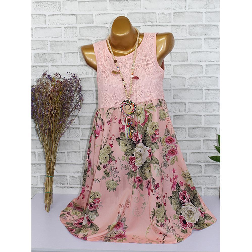 Lace and Bouquets Summer Dress-Pink-Theone Apparel