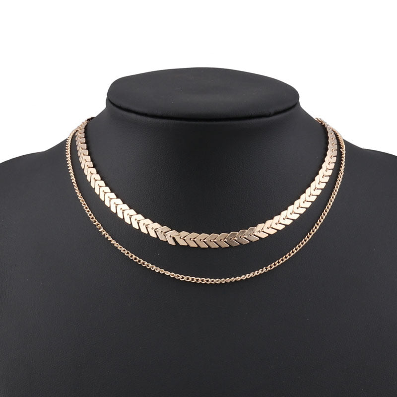 Leaf Inspired Double Strand Choker-Gold-Theone Apparel