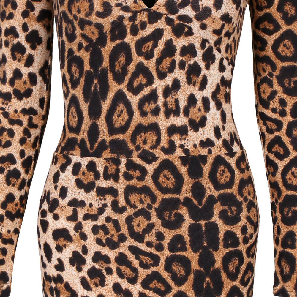 Leopard Print Keyhole Sweater Dress