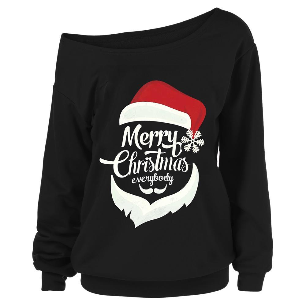 Merry Christmas Plus Size Sweatshirt-Black-Theone Apparel