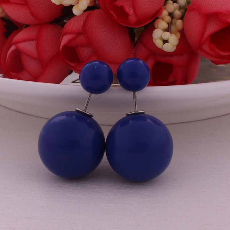Modern Spherical Stud Earrings-Dark Blue-Theone Apparel