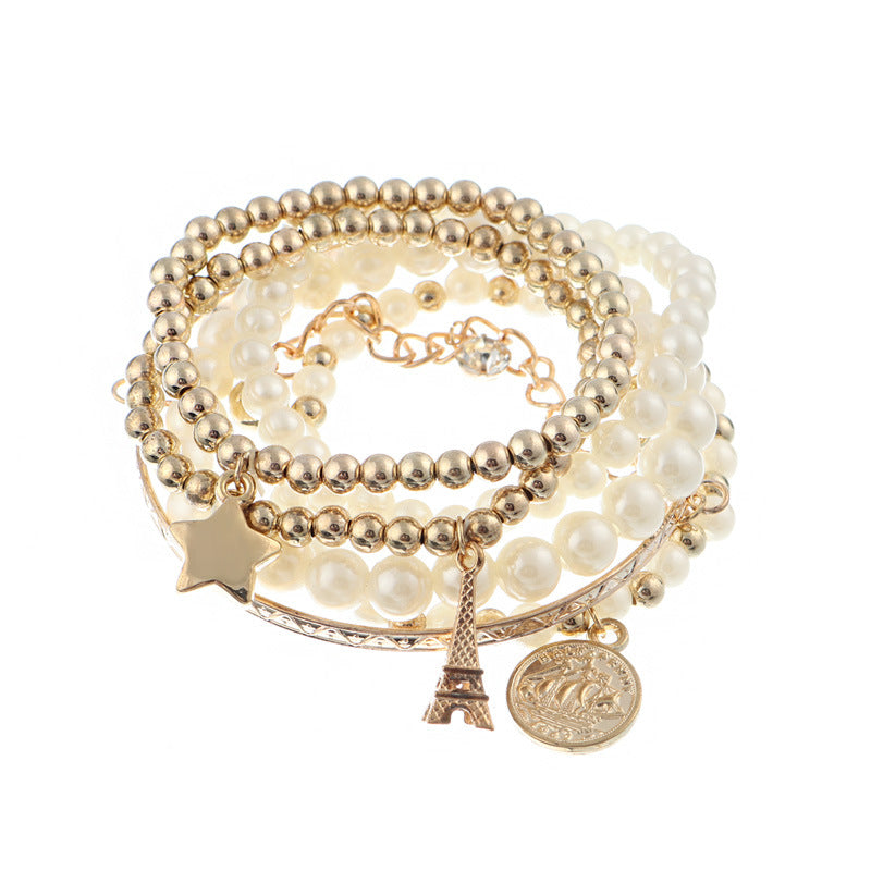 Multiple Strand Paris Charm Bracelet-Gold-Theone Apparel