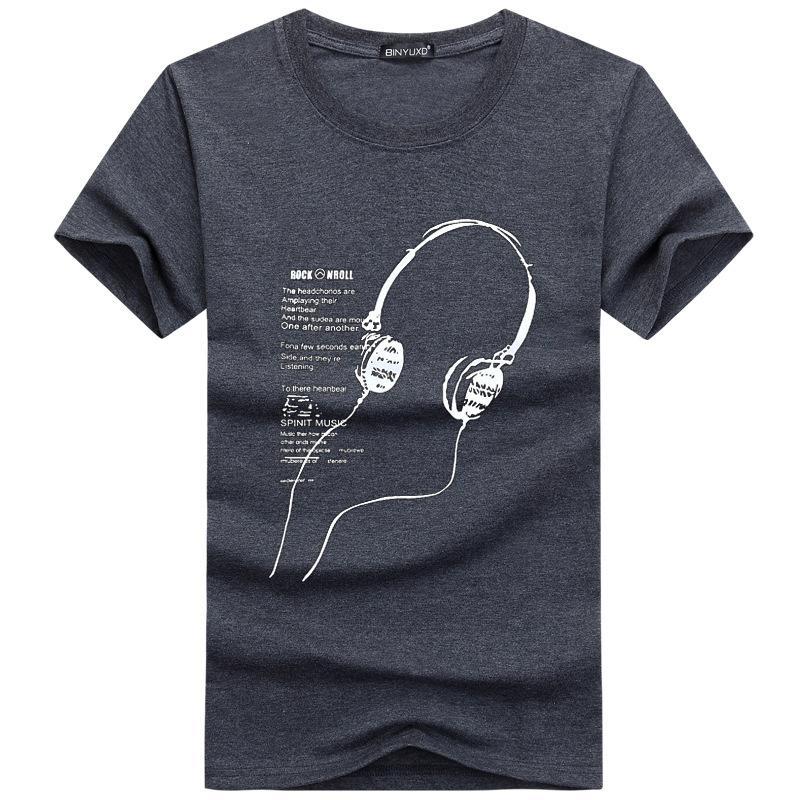 Music is Life Headphone Shirt-Dark Gray-Theone Apparel