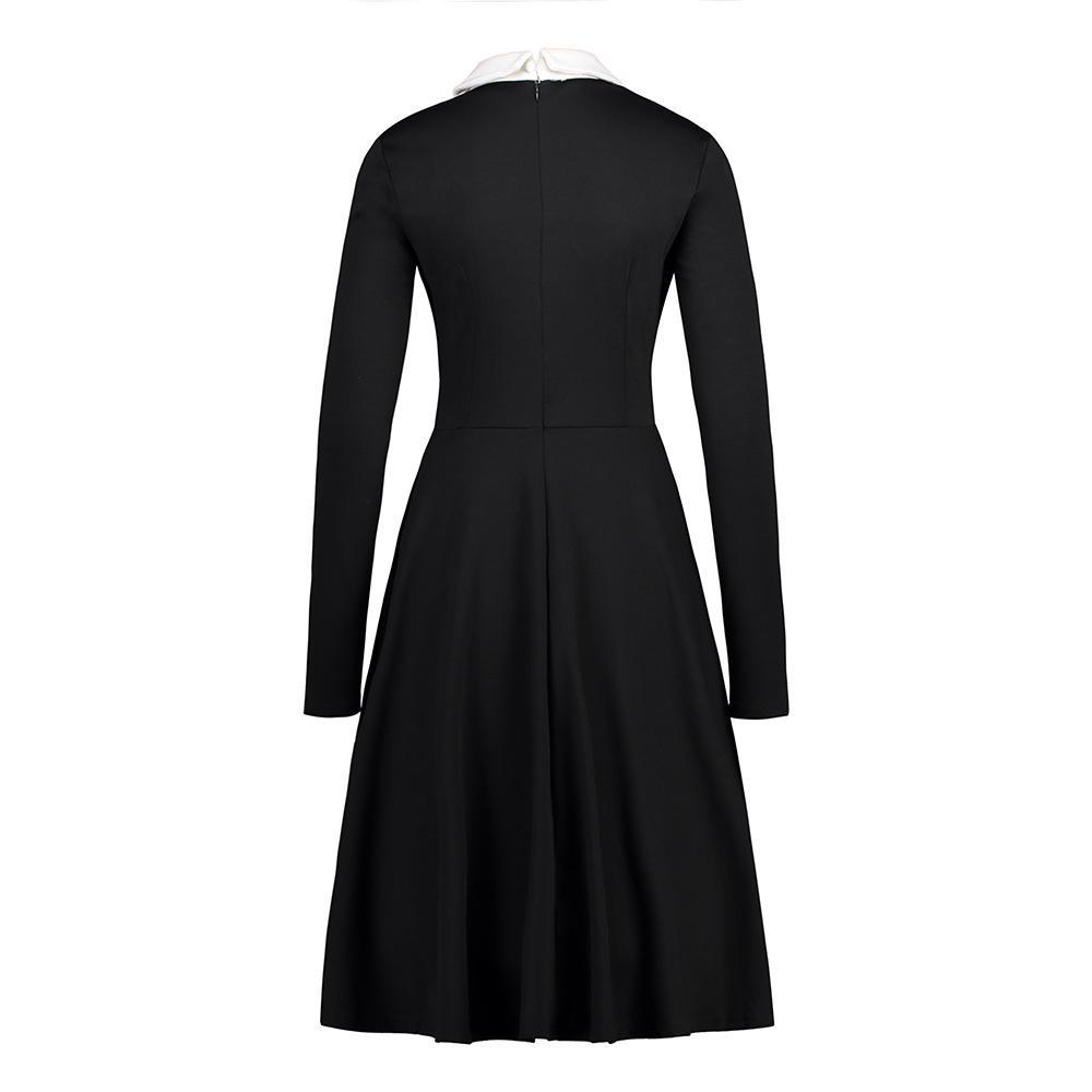 Nun Collar Black Sweater Dress