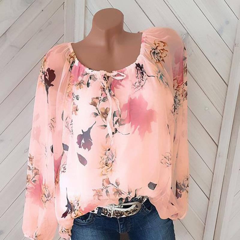 Blusa campesina floral con capas holgadas