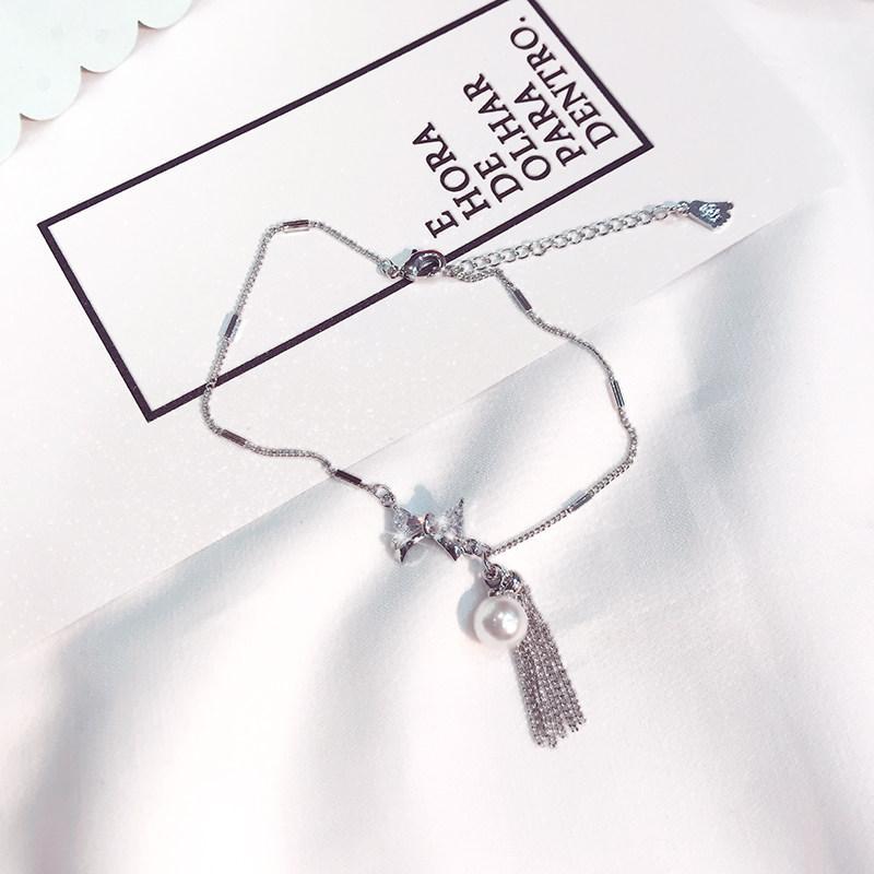 Pearl Posh Chain Drop Anklet-Silver-Theone Apparel