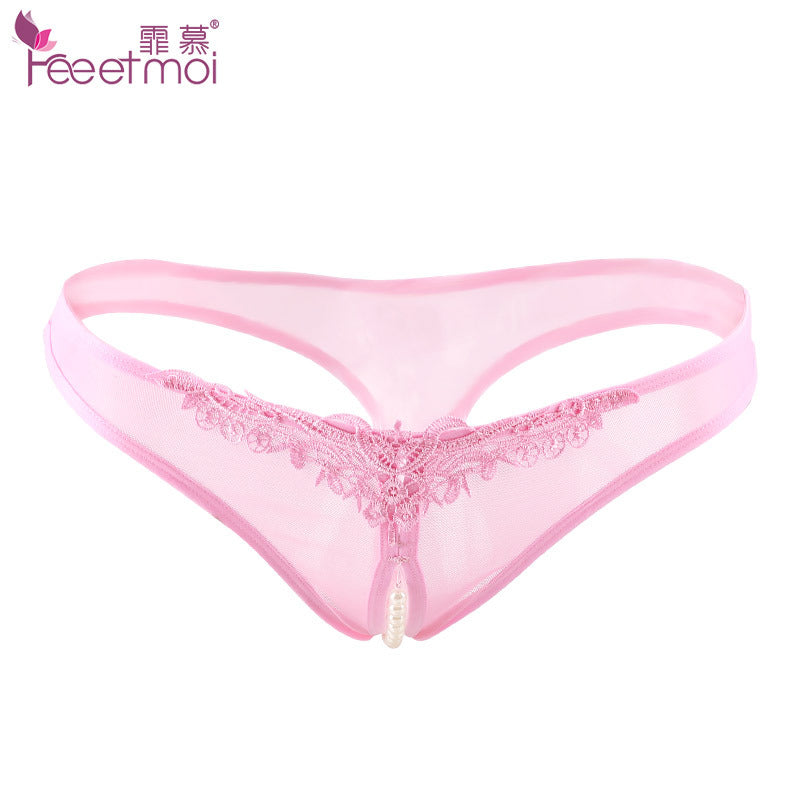Peekaboo Pearl Strand Thong Panty-Pink-Theone Apparel