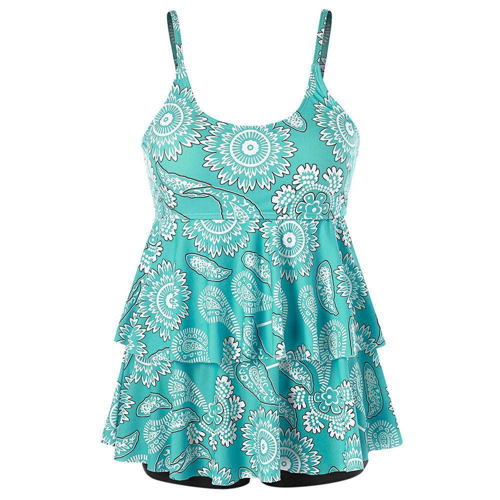 Pink Plus Size Womens Tankini-Green-Theone Apparel