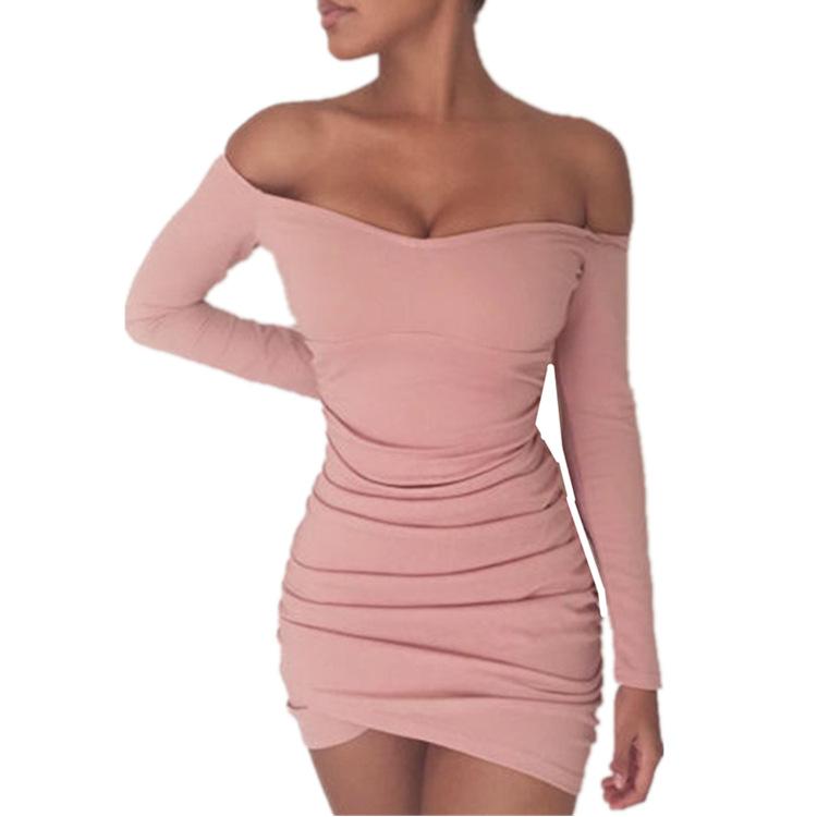 Robe bodycon à épaules dénudées froncées