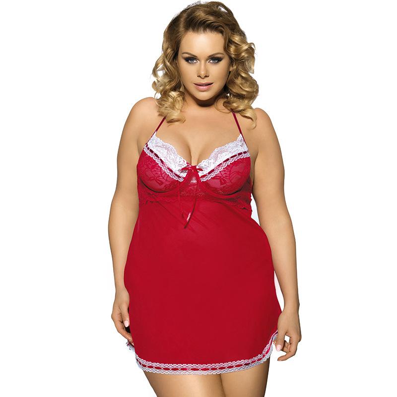 Plus Size Candy Cane Lacy Mini Dress-Red/White-Theone Apparel