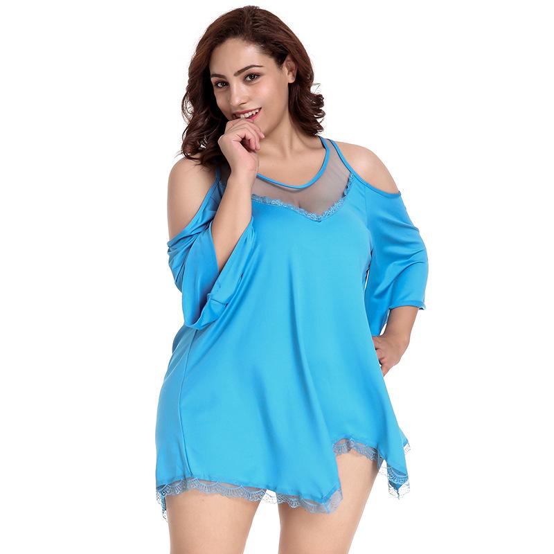 Plus Size Off-Shoulder Ruffle Dress-Blue-Theone Apparel