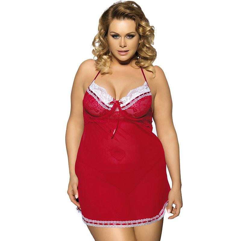Plus Size Red & White Lace Dress-Red-Theone Apparel
