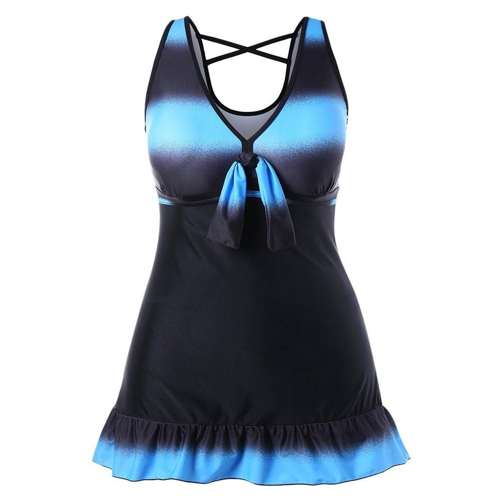 Plus Size Skirted Tankini With Boyshorts