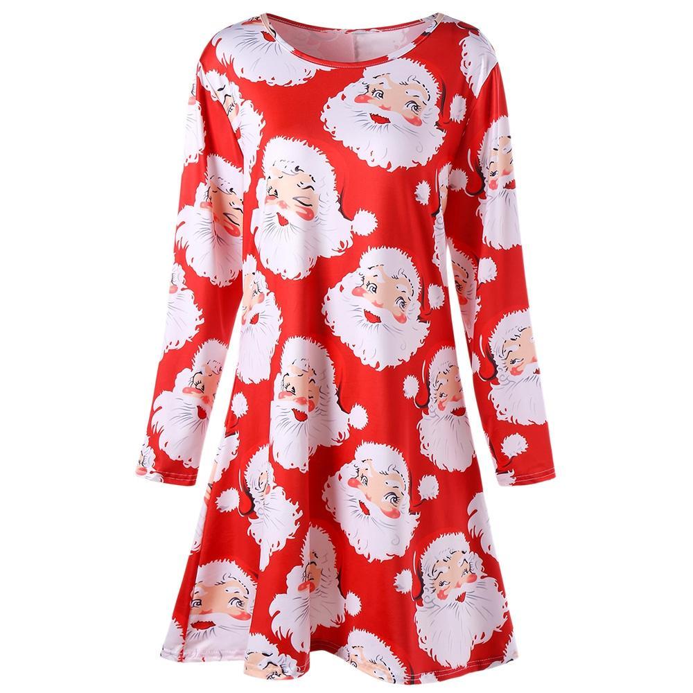 Plus Size Smiling Santa Swing Dress