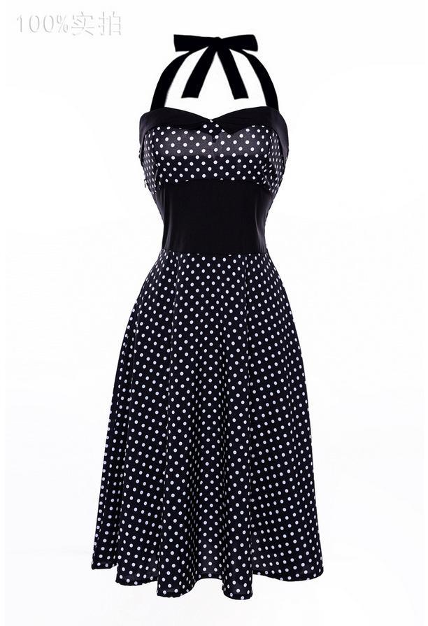 Polka Dots and Pleats Halter Dress