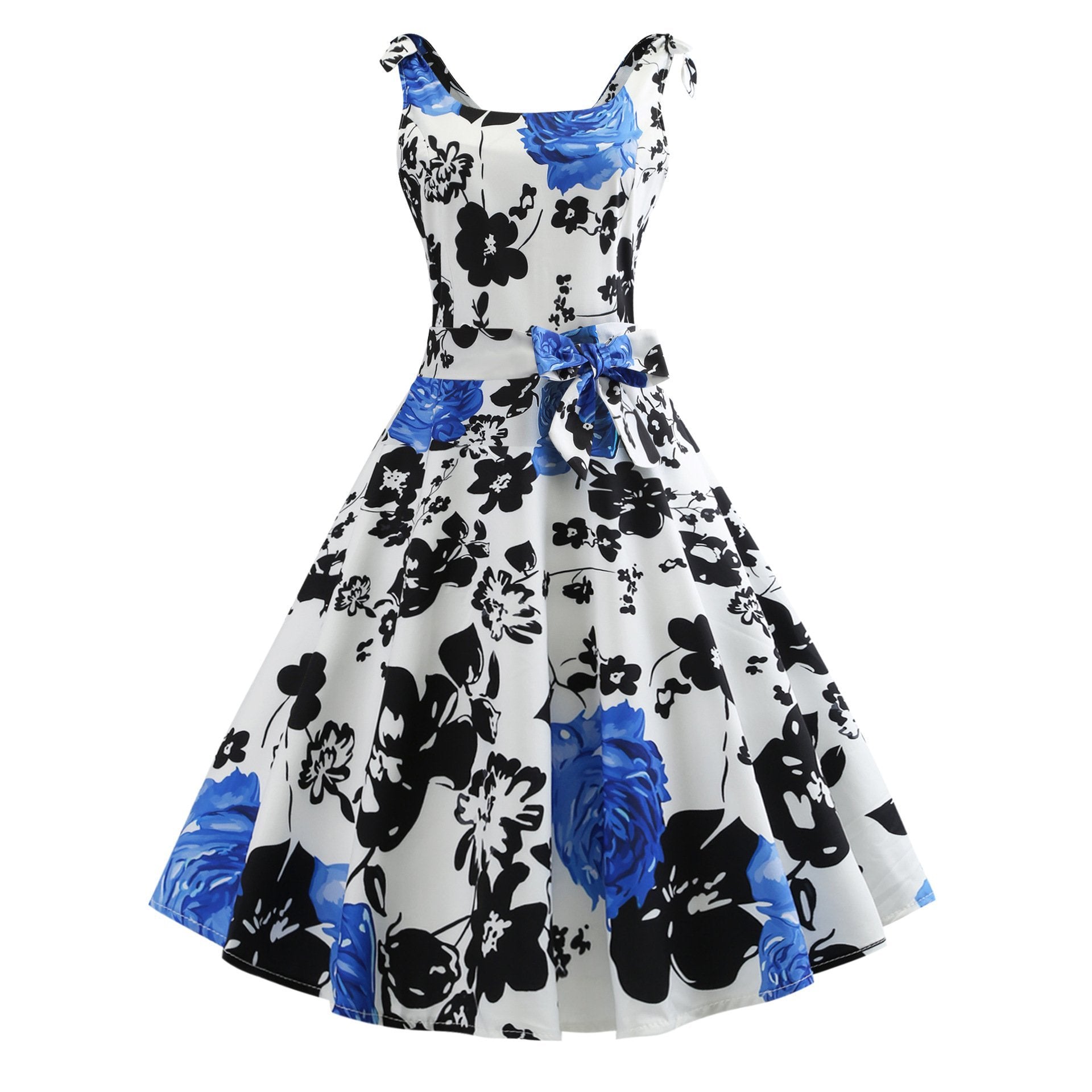 Printed Pleat Front Vintage Dress