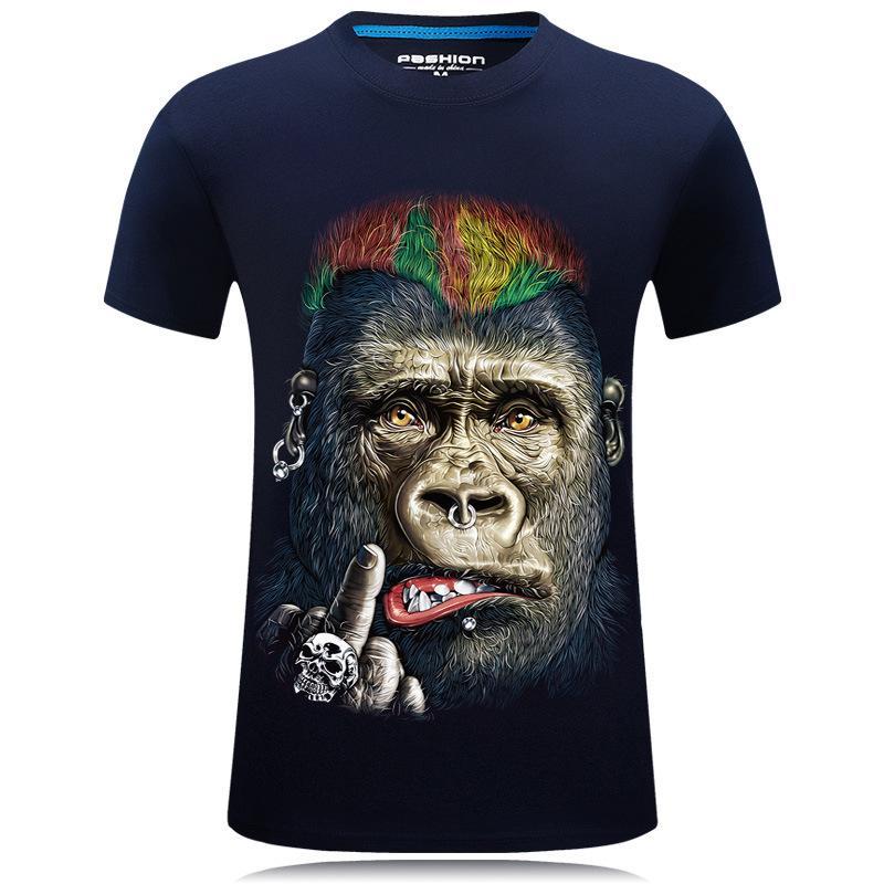 Punk Rock Gorilla Face Shirt-Dark Blue-Theone Apparel