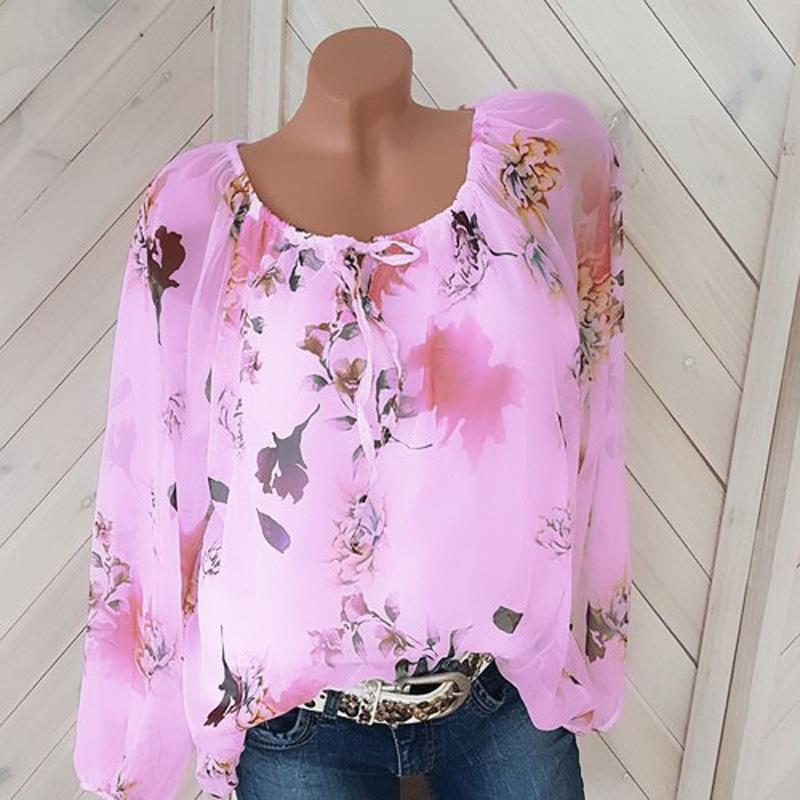 Blusa campesina floral con capas holgadas