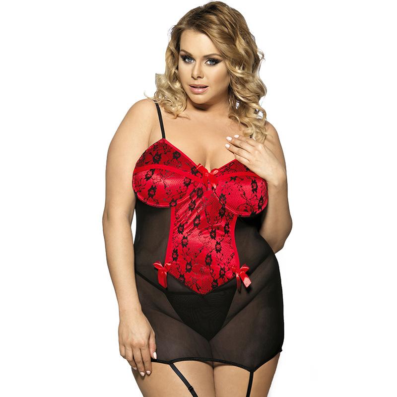 Plus Size Black & Red Garter Dress