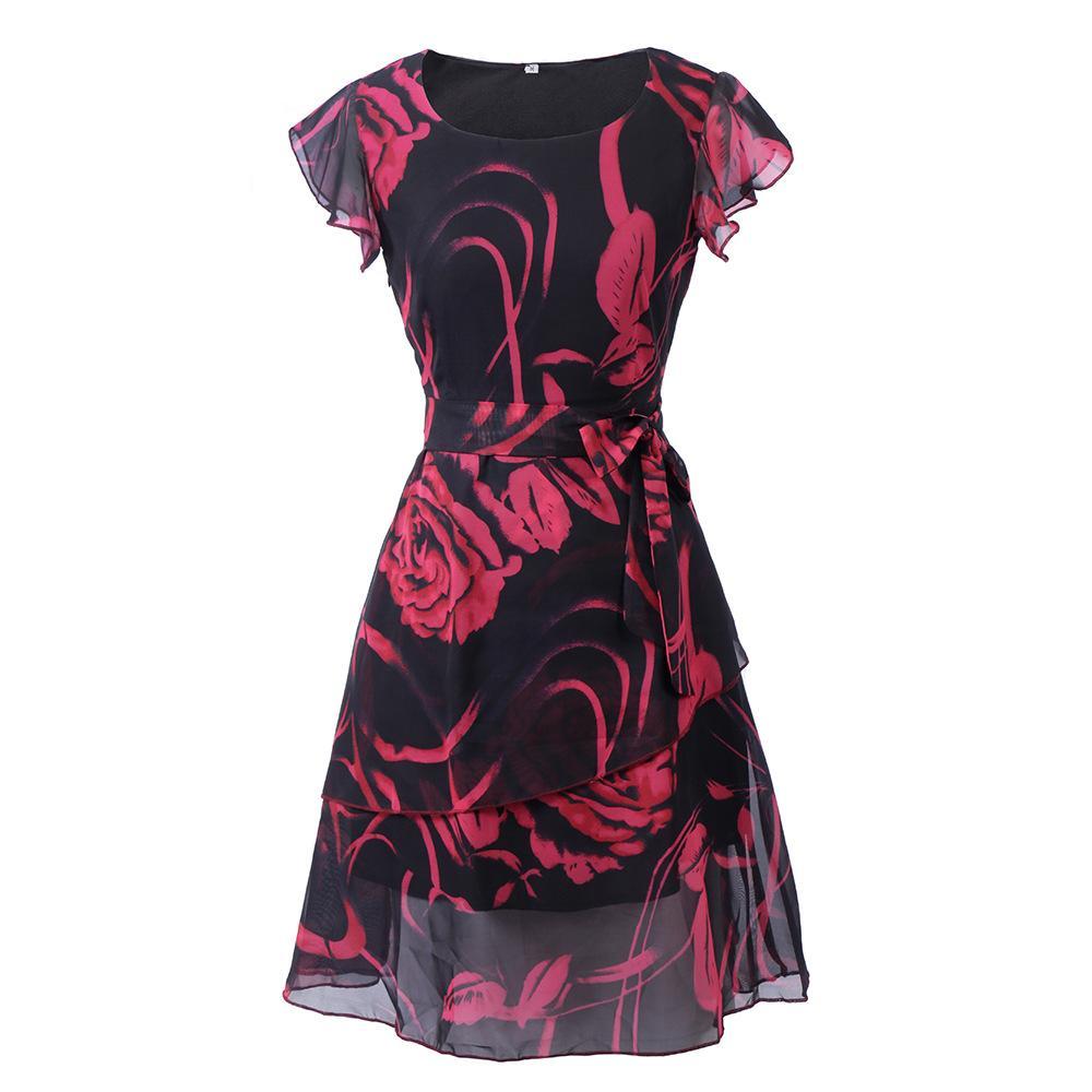 Floral Romance Kleid mit Flatterärmeln