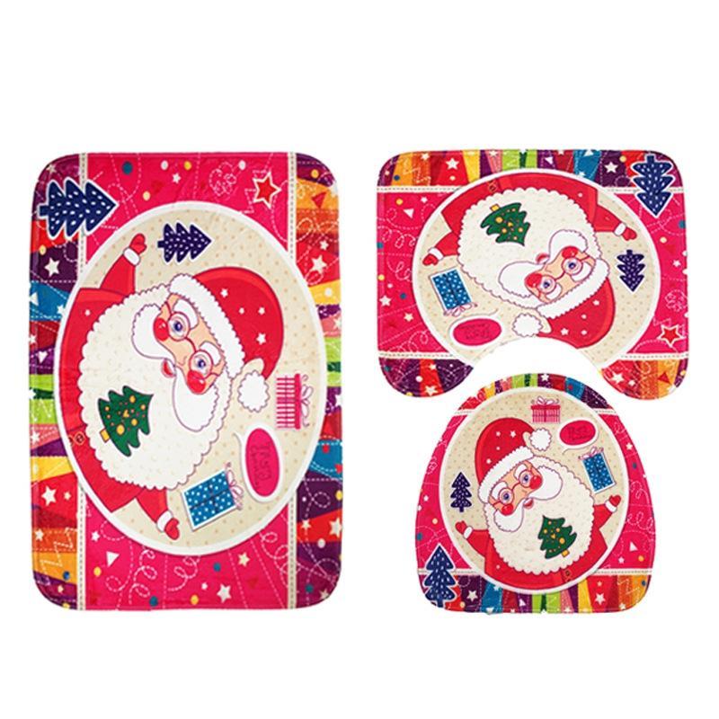 Santa Claus Pattern Bathroom Set-Pink-Theone Apparel