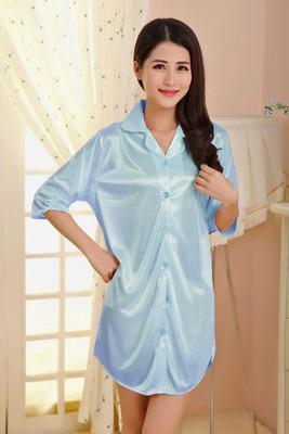 Satiny Oversized Button Up Sleep Shirt - Theone Apparel