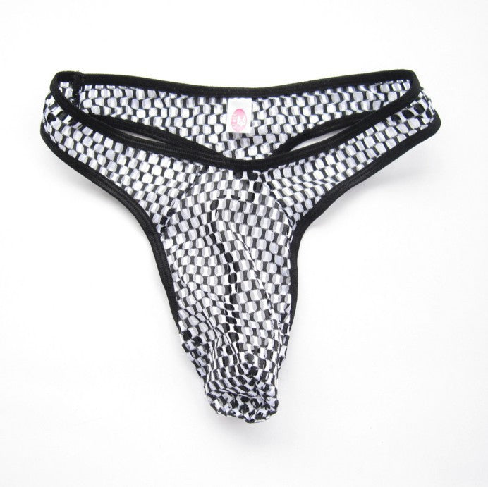 Scaly Geo Print Thong for Men-White-Theone Apparel