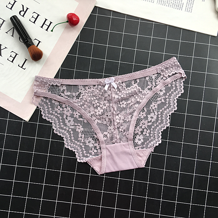 See Through Lace Briefs Style Panties-Light Purple-Theone Apparel