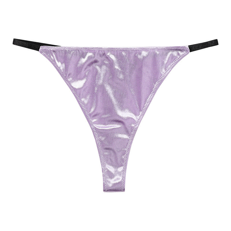 Silk Low Waist Stretchy Elastic Thong-Purple-Theone Apparel