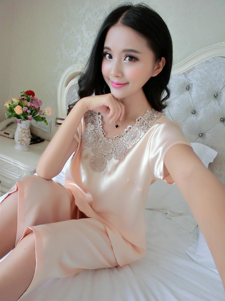 Silky Nightie Top & Pants Set-Ivory White-Theone Apparel