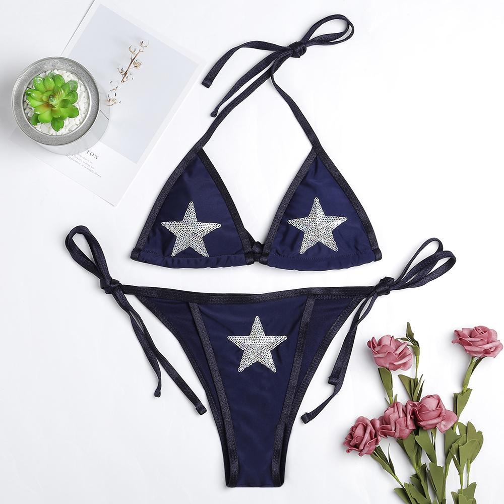 Silver Stars Halter Neck Bikini