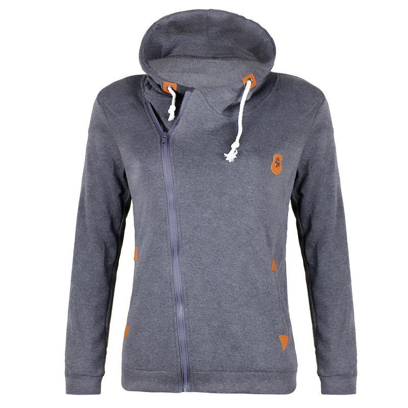 Size Zipper Pocketed Drawstring Hoodie