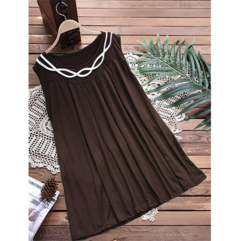 Sleeveless Pleated Neck Accent Top-Coffee-Theone Apparel