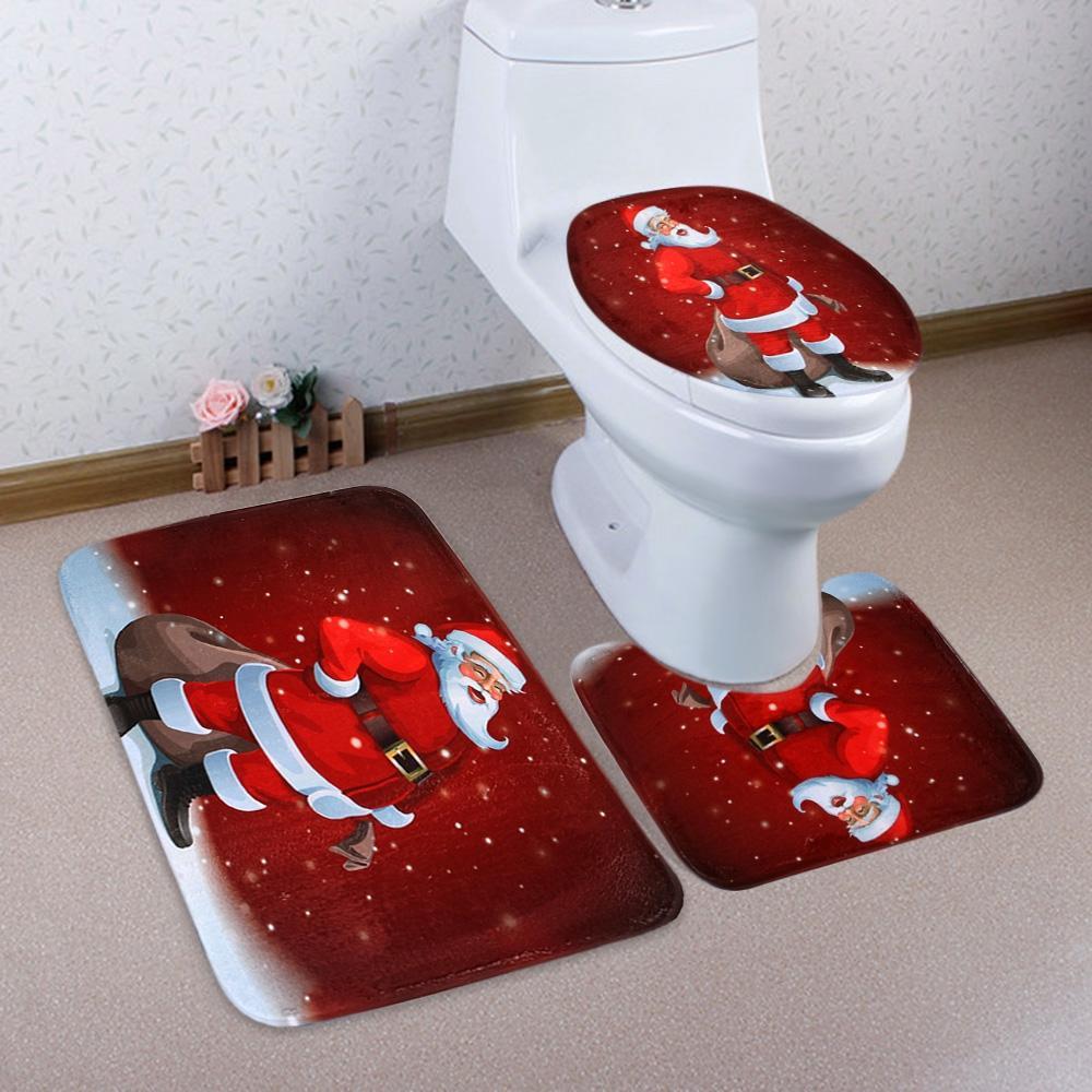 Smiling Red Santa Bathroom Set-Red-Theone Apparel