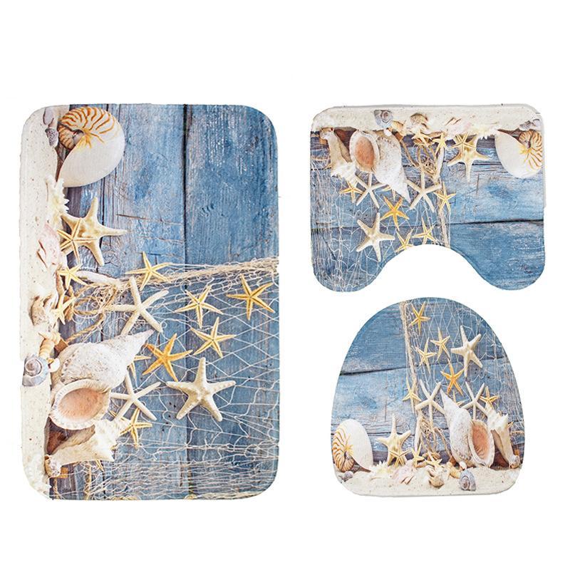 Starfish and Seashells Bath Mat Set-621-0035-S1-Theone Apparel