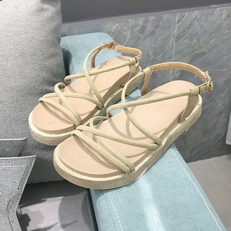 Strapped In Runaround Platform Sandals-Beige-Theone Apparel