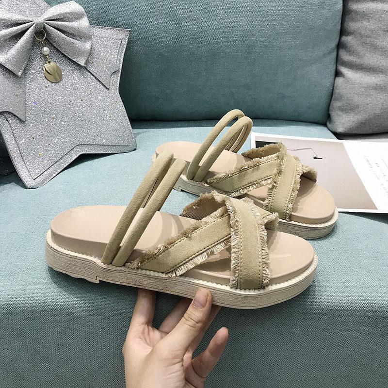 Strappy Fringe Trim Walking Sandal